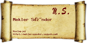 Mekler Sándor névjegykártya